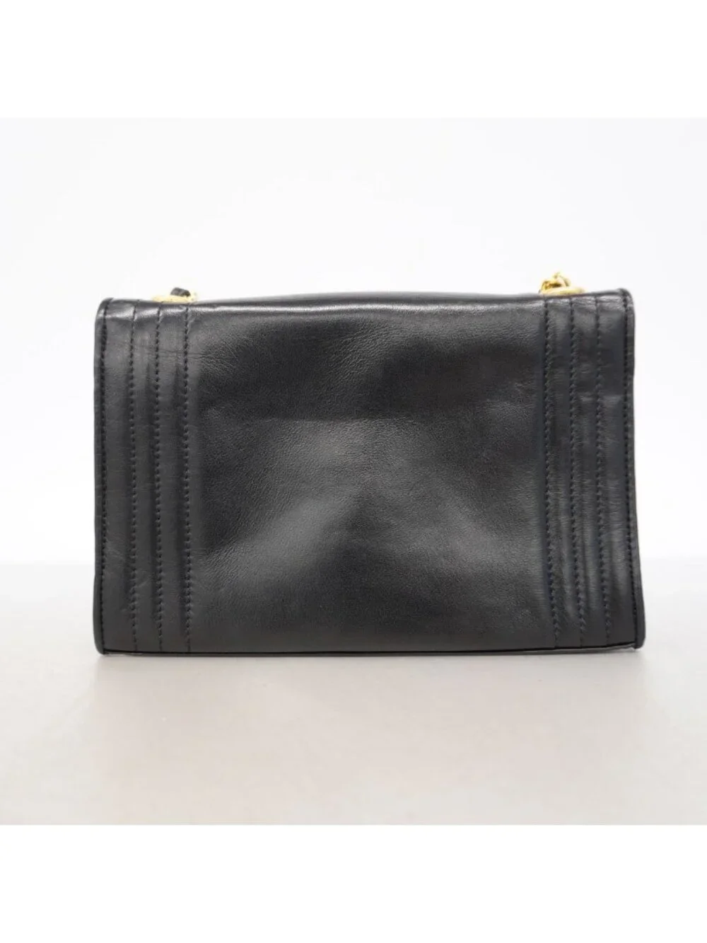 Chanel Shoulder Bag Lambskin Black Gold
